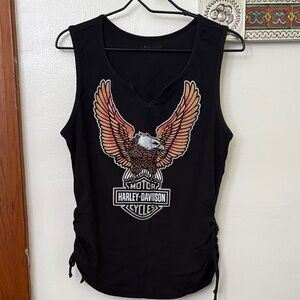 Harley-Davidson Black Sleeveless Top with Eagle Design